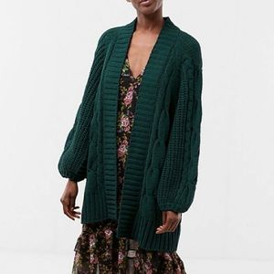 Express Green Chenille Oversized Cardigan M